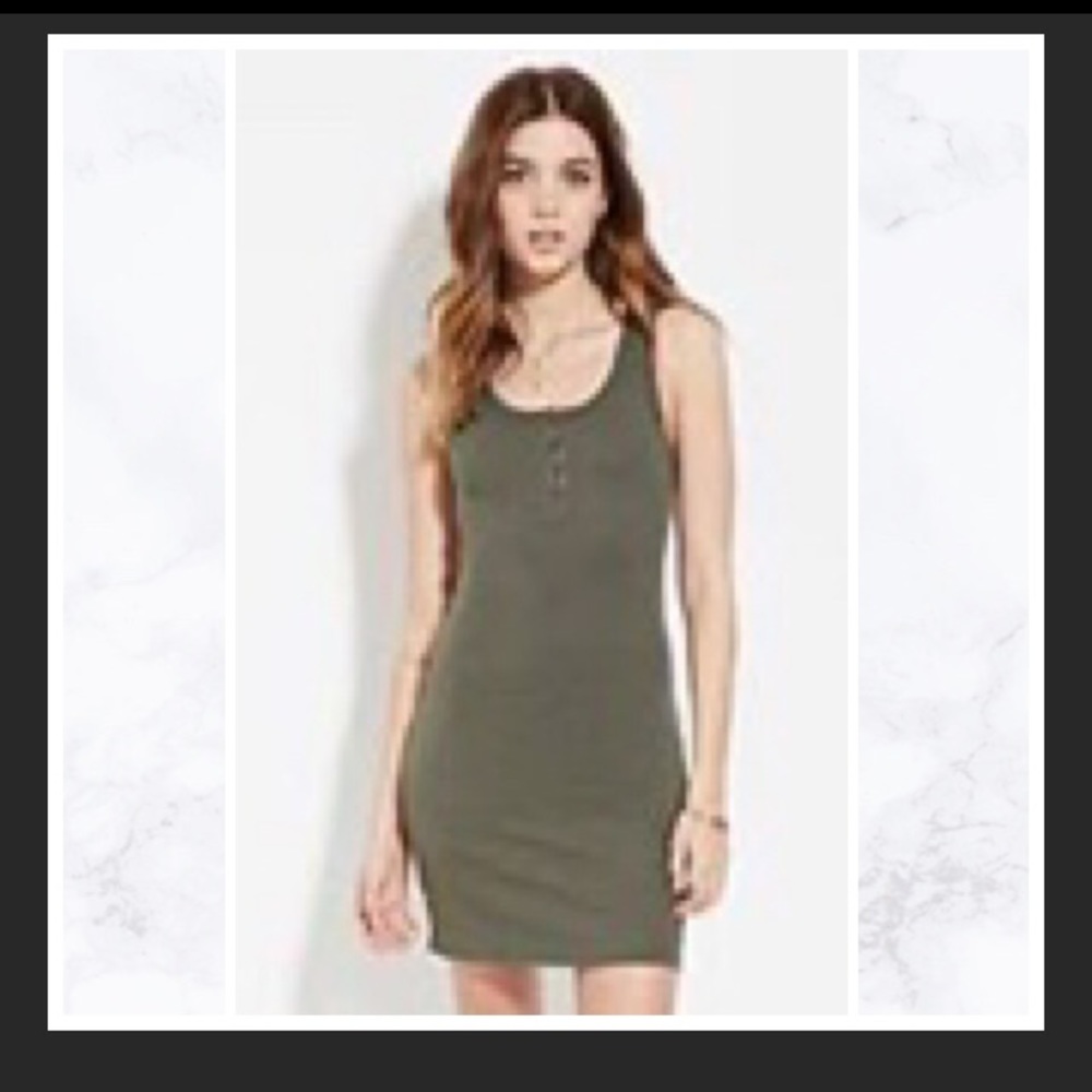 NWT F21 OLIVE RIBBED TANK DRESS